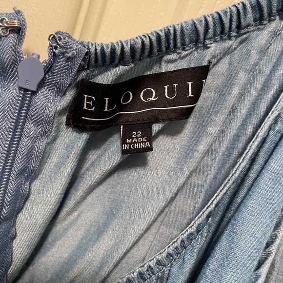 Elogui plus size 22 fit and flair chambray dress - Picture 7 of 9